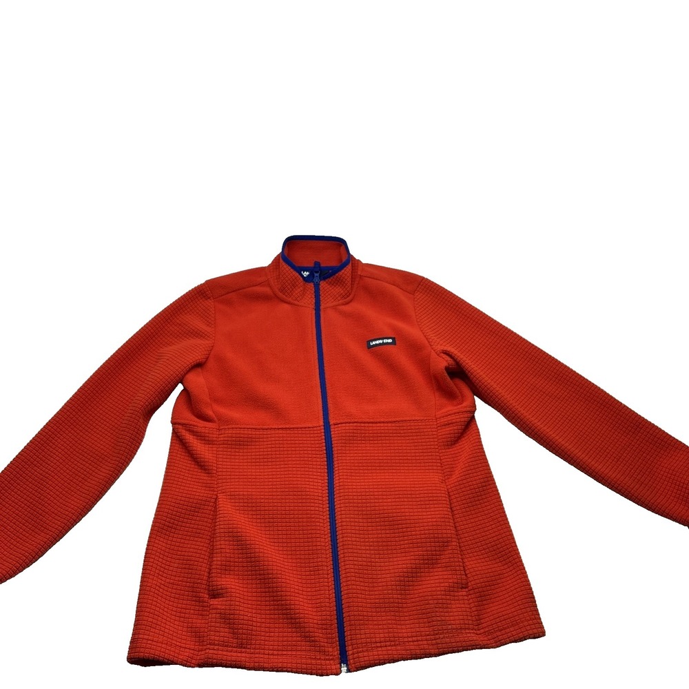 Women's Lands End Orange Fleece Full zip Size 14-16 Lg